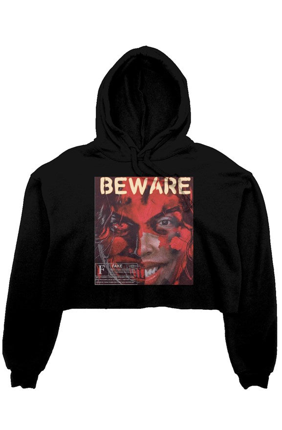 Beware cropped hoodie 